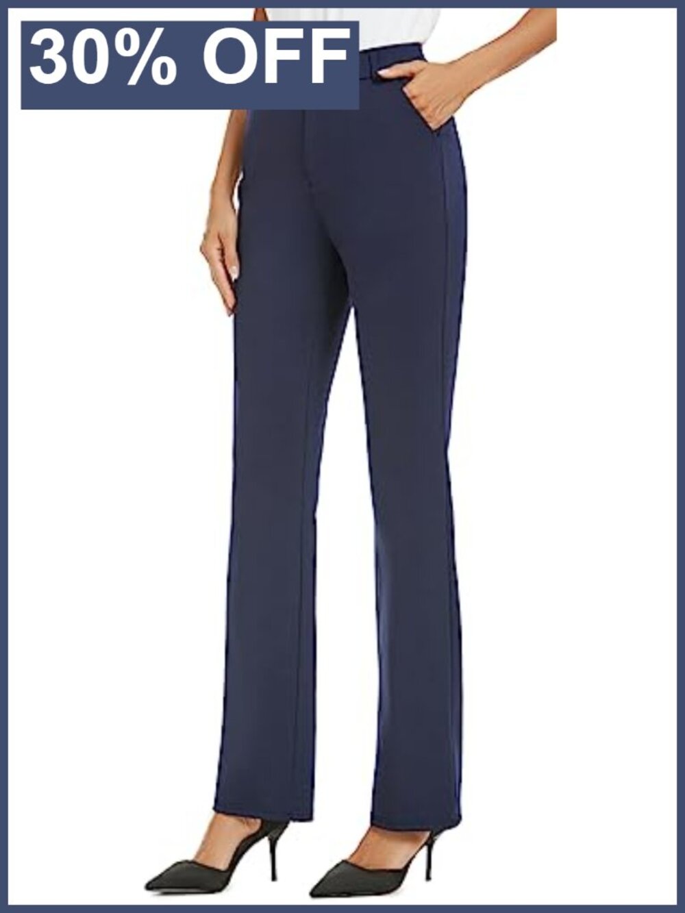 Women's Stretch Straight Leg Dress Pants Business Casual Slacks High Rise